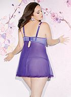 Mesh babydoll with lace cups, plus size